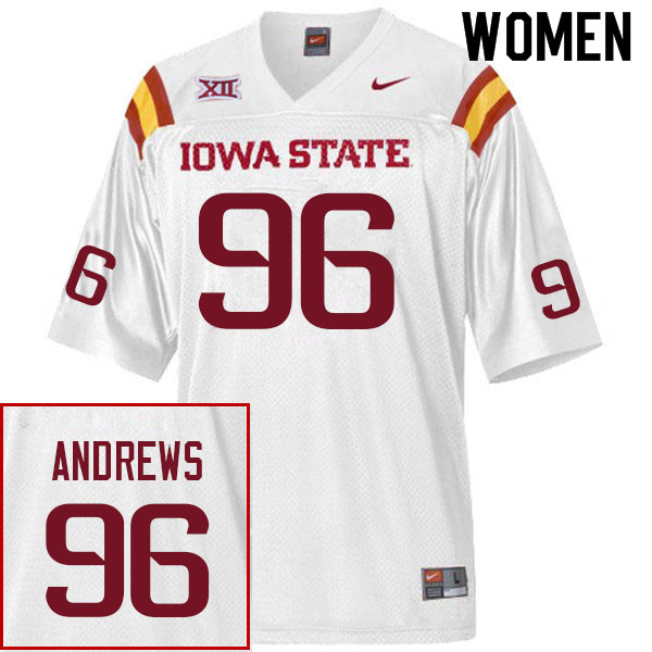 Women #96 Chet Andrews Iowa State Cyclones College Football Jerseys Sale-White